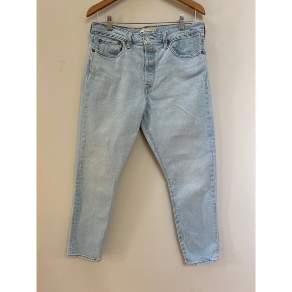Levi's Premium Wedgie Fit Jeans Womens 32 Light Blue High Straight Button Fly